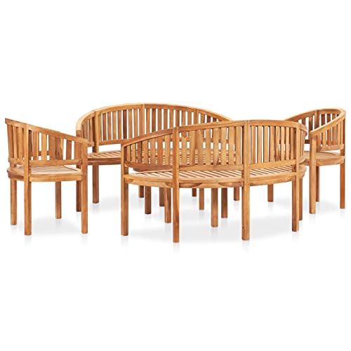 Gecheer 5-TLG. Garten-Lounge-Set Gartenmöbel Bank Stuhl Tisch Gartenset Sitzgruppe Sitzmöbel Gartengarnitur Massivholz Teak