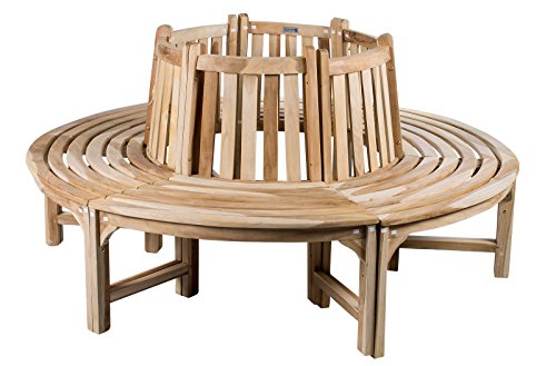 Ambientehome Teakholz Gartenbank voller Kreis Baumbank Natur, ca. 150 cm Ø