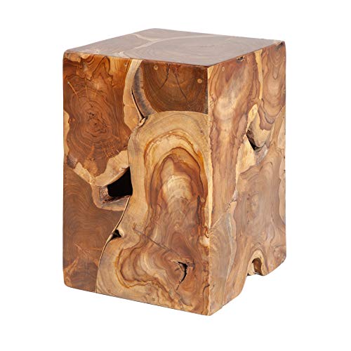 Invicta Interior Massiver Beistelltisch Square 30cm Teakholz Würfel Sitzhocker Wohnzimmertisch Tisch Hocker Holzhocker