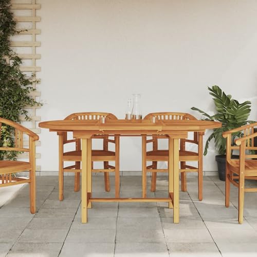 qohoio Gartentisch Terrassentisch Wetterfest Lounge Tisch Outdoor BalkonhäNgetisch Ausziehbar 110-160x80x75 cm Massivholz Teak