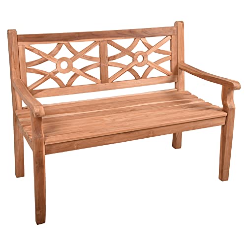 Lomadox Teak-Holz 2-er Bank Gartenbank Terassenbank, B/H/T: ca. 120/92/64 cm