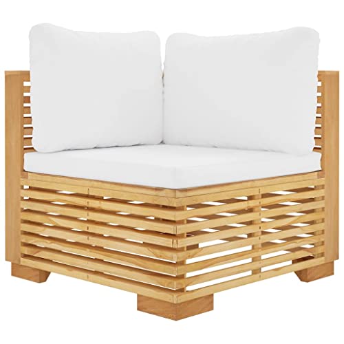 QJBSAVVA Outdoor Sessel Garten Loungemöbel Set Lounge Sofa Outdoor Terassenmöbel Außen - Garten-Ecksofa mit Creme Kissen Massivholz Teak für Hotels Innenhof Garten Café