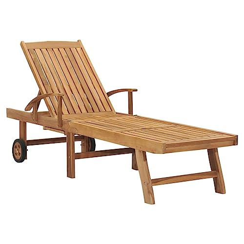 CIADAZ Sonnenliege Massivholz Teak, Gartenliege, Liegestuhl, Sonnenstuhl, Sonneninsel Outdoor, Liegen, Gartenmöbel, Bäderliege, Relaxliege - 48015