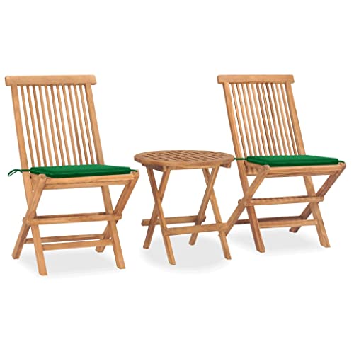 THOYTOUI 3-TLG. Garten-Essgruppe, Lounge Set Outdoor Gartenlounge Set Sitzgruppe Outdoor Lounge gartenmöbel Set Geeignet für Veranda Garten Balkon Terrasse mit Kissen Klappbar Massivholz Teak