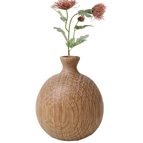 Holzvase – natürliche Vase für Zuhause, traditionelle Eleganz, weiße Eiche, Dekoration mit Metallständer, Vintage-Teakholz, für Dinnerpartys, Zuhause, Feiertage und Hochzeitsplanung