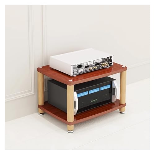 YVZYLXH Audio Rack HiFi Regal HiFi-Audio-Rack-Schrank Regale & ablagen Tisch Regal,Hochwertiger Audio-Video-Medienständer Für Stereokomponenten Für Wohnzimmer/Haus/Büro(Teak Color,2Tier 60X48X46CM)