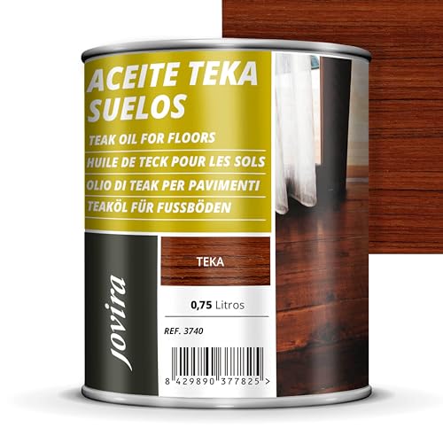 JOVIRA PINTURAS Teaköl für Fußböden, Außenholz, Terrassen, Terrassendielen, Gartenmöbel, Schutz, Restaurierung und Pflege von Teakholz bei Außenbewitterung (750 Milliliter, Teak)