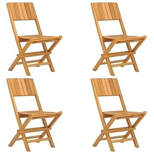 HETFTJN Essstühle Gartensessel Outdoor Esszimmerstühle Modern Balkon Sessel - Gartenstühle 4 STK. Klappbar 47x61x90 cm Massivholz Teak für Garden Balcony Terrassen Outdoor