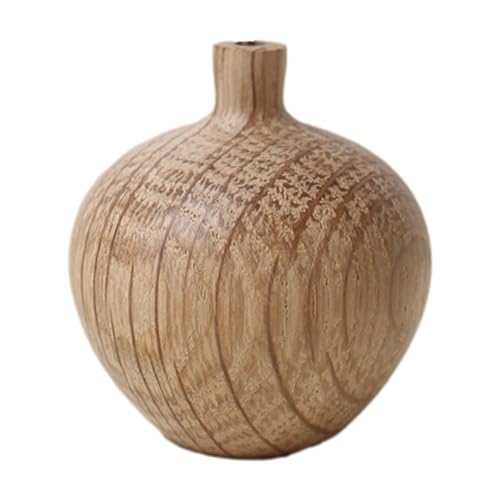 -Holzvase – natürliches Standvasen-Ornament | Traditionelle, Elegante Vasendekoration aus weißer Eiche mit Metallständer, antikes Vintage-Teakholz für Dinnerpartys, Zuhause, Feiertage und Hochzeit