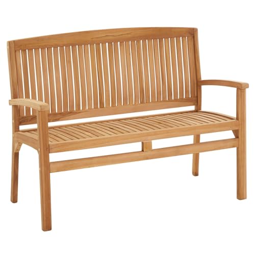 Gartenbank SARTI aus massivem Teakholz, 120 x 92 x 52 cm - Teak | Langlebig & wetterfest mit natürlicher Holzmaserung, Armlehnen, hochwertige Verarbeitung | Balkon Bank, Parkbank, Outdoor Bank, Sitzba