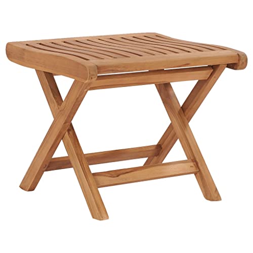 HEFZGDB Klappbarer Fußhocker 46,5×49×41,5 cm Massivholz Teak Balkonstuhl Patio Fußhocker Garten stühle Geeignet für Pool, Terrasse, Garten.