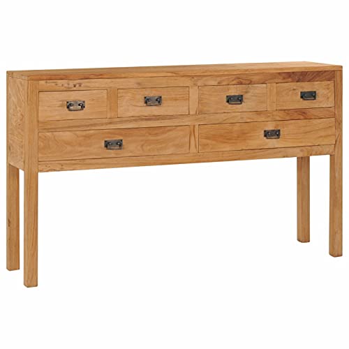 Homgoday Sideboard, Sideboard 125 x 30 x 75 cm aus massivem Teakholz, Sideboard Schrank, Bodenschrank, Aufbewahrungsschrank