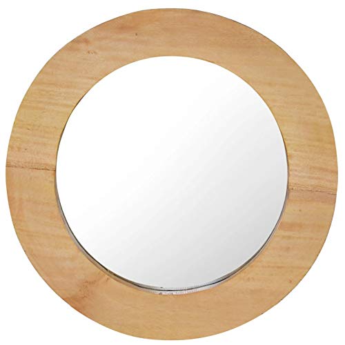 CIADAZ Wandspiegel 40 cm Teak Rund, Wall Mirror, Spiegel Schlafzimmer, Garderobenspiegel, Spiegel Schmal, Badspiegel, Kosmetikspiegel, Dekorative Spiegel - 288805