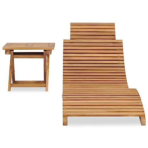 Klappbare Sonnenliege mit Tisch Massivholz Teak,310666