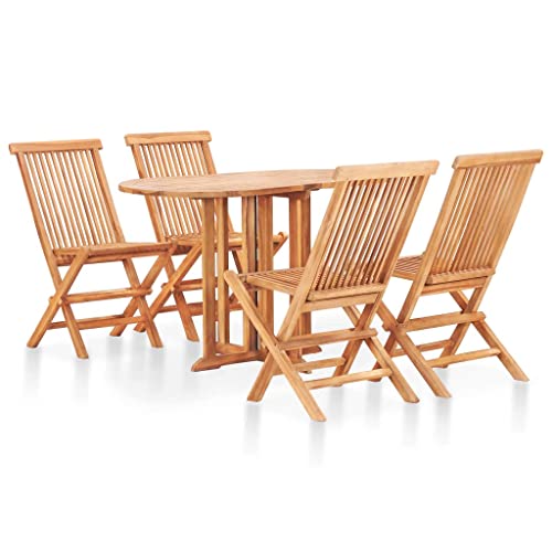 THOYTOUI 5-TLG. Garten-Essgruppe, Sitzgruppe Outdoor Gartenmöbel Set Lounge Gartenlounge Set Rattan gartenmöbel Set Geeignet für Balkon Terrasse Garten Veranda Klappbar Massivholz Teak