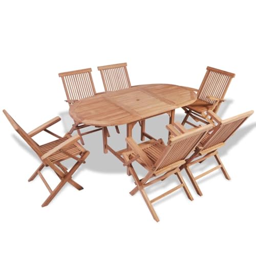 LXYZWRW Furniture Select-B-ware 7-teiliges Outdoor-Esszimmer-Set, massives Teakholz