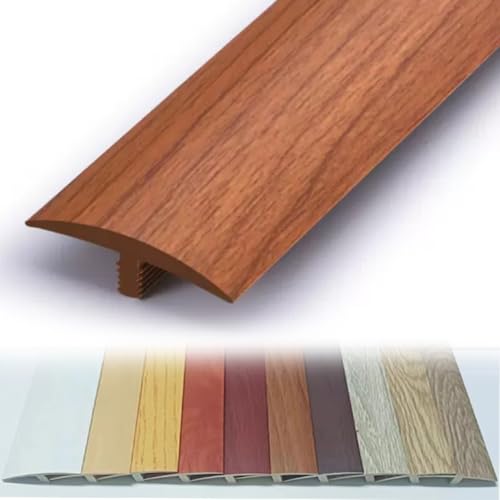 NILZA PVC Teppichleisten Boden Übergangsleiste Selbstklebend Übergangsprofil Bodenleiste Leiste 90cm Teppichleisten T-Profil Türleiste 4cm Breite (Color : Teak)