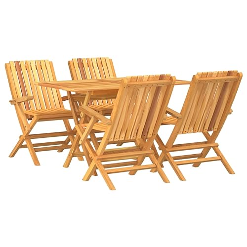 HETFTJN Balkonmöbel Set Gartenmöbel Set Terassenmöbel Außen Gartenmöbel Lounge Set - 5-TLG. Garten-Essgruppe Massivholz Teak für Hof Balkon Café Restaurant