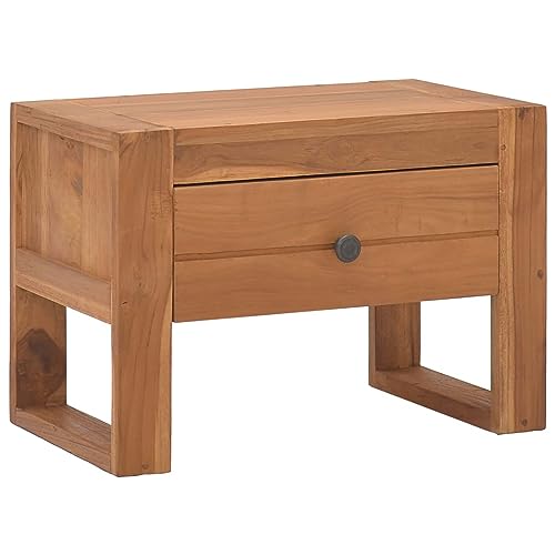 Homgoday Nachttisch 50 x 30 x 35 cm aus massivem Teakholz, Sideboard, Schrank, Bodenschrank, Büromöbel, Nachttisch für Schlafzimmer