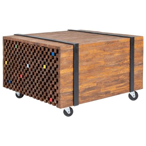 Mengtu Beistelltisch Couchtisch Sofatisch Kaffeetisch Wohnzimmertisch Teetisch Möbel Teak 60x60x38 cm