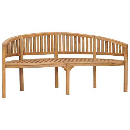 Ailgely Bananenbank, 4-Sitzer Sitzbank aus Teak-Holz, Gartenbank, aus Massivholz, für Garten & Balkon 180 cm