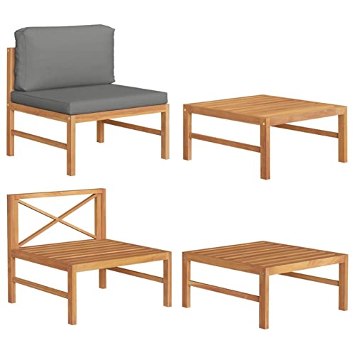 LAPOOH 2-TLG. Garten-Lounge-Set mit Dunkelgrauen Kissen Teakholz, Lounge Gartenmöbel Set, Terassenmöbel Wetterfest, Loungemöbel Terrasse, Gartenlounge, Garten Loungemöbel Set, 316117