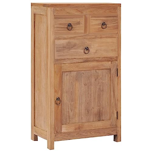 vidaXL Teak Massiv Sideboard mit 3 Schubladen 1 Tür Kommode Anrichte Highboard Mehrzweckschrank Schrank Beistellschrank 50x30x90cm