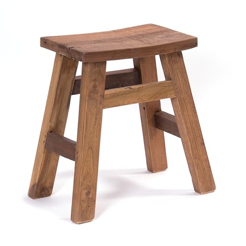 DESIGN DELIGHTS Holz HOCKER Noah | Mahagoni & Teakholz, 50x50x30 cm | Pflanzenhocker, Beistellhocker, Sitzhocker, Teakhocker