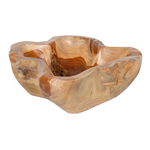 LEBENSwohnART Teak Schale DEEP BOWL Natural Wurzelholz Handarbeit Massivholz Unikat