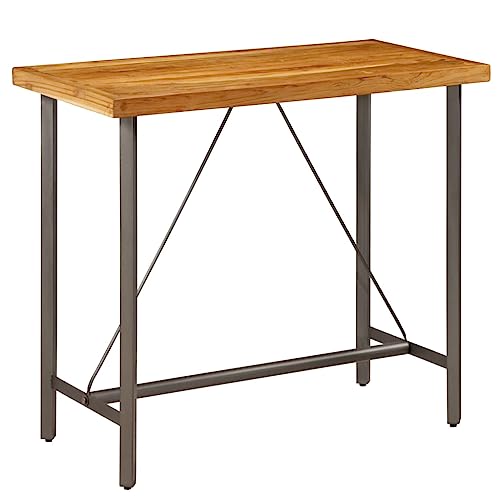 CKioict Bartisch küche Tisch Wohnzimmer Couchtisch Bartisch Recyceltes Massivholz Teak 120 x 58 x 106 cmfür Esszimmer, Küche