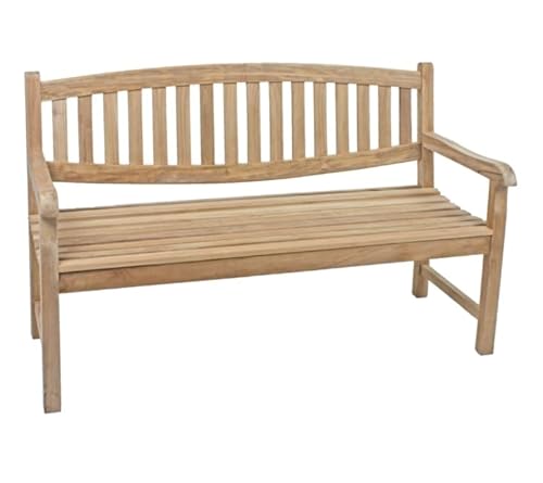 Gartenbank Anna Bank 150 cm für 3 Personen Holzbank Sitzbank Teakholz Natur für Balkon Terrasse Garten