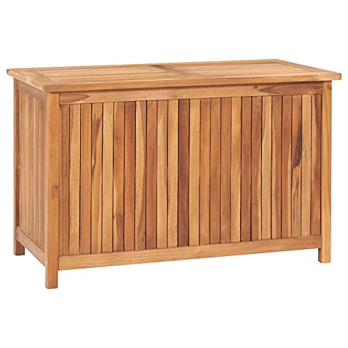 Homgoday Gartenbox 90 x 50 x 58 cm aus massivem Teakholz, platzsparend, Schrank für den Außenbereich, Balkonmöbel für Wohnzimmer, Büro, Schlafzimmer, Badezimmer