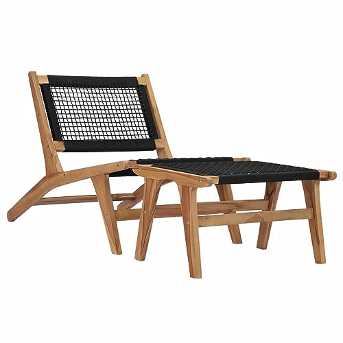 Chaduof Sonnenliege mit Fußablage, Gartenliege, Liegestuhl, Sonnenstuhl, Sonneninsel Outdoor, Liegen, Gartenmöbel, Bäderliege, Relaxliege, Massivholz Teak und Seil