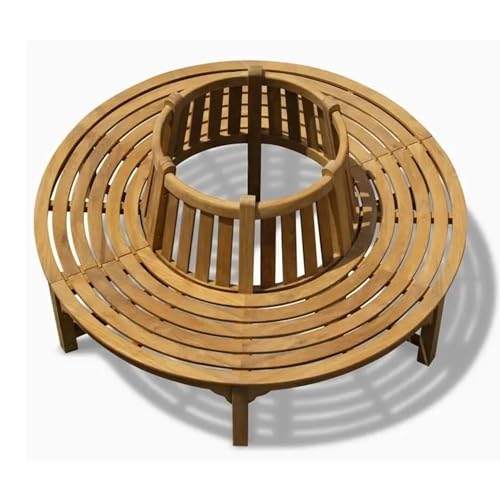 Teako Design Baumbank Teak Fermo mit Rückenlehne Massivholz, Teakholz, Massivholz. Robust und Wetterbeständig, Verschiedene Größen, für den Außenbereich (220 cm, 360°), TB-1147-x