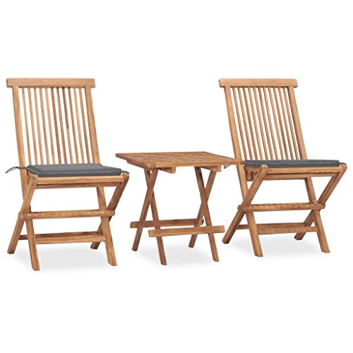 THOYTOUI 3-TLG. Garten-Essgruppe, Lounge gartenmöbel Set Terassenmöbel außen Gartenmöbel Rattan Gartenmöbel Set Lounge Geeignet für Garten Veranda Balkon Terrasse mit Kissen Klappbar Massivholz Teak