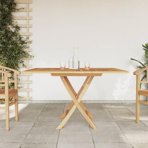 AJJHUUKI Outdoor Tische Klapptisch Gartentisch 110x110x75cm Massivholz Teak