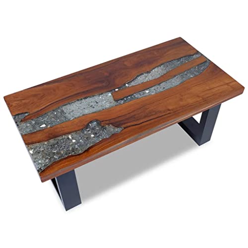 QJBSAVVA Couchtisch, Kleines Bücherregal Beistelltisch Holz Kleiner Tisch Druckertisch Geeignet für Wohnzimmer Study Room Eingangsbereich Büro Teak Harz 100x50 cm