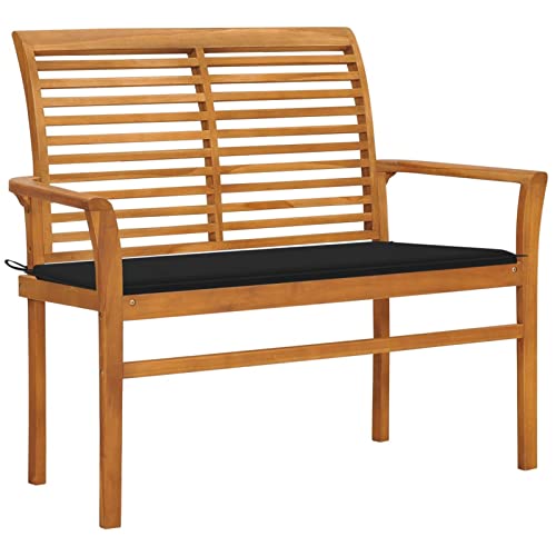 CIADAZ Gartenbank mit Schwarzer Auflage 112 cm Massivholz Teak, Terrassenmöbel, Wetterfeste Bank, Outdoor Bank, Parkbank, Garten Banken, Deko Bank, Gartenmöbel - 3062656