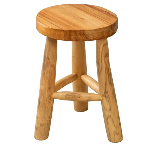 riess-ambiente.de Massivholz Hocker Bali 45cm rund Teak Beistelltisch, Sitzhocker, Nachttisch, Fußhocker, Coffeetable