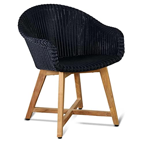 OUTLIV. Sessel Clovelly, Teak recycelt, Polyrattan Korb, Robustes Design, witterungsbeständig, uv-beständig, 65x60x76 cm, Sitzhöhe 45 cm, Natur/Schwarz