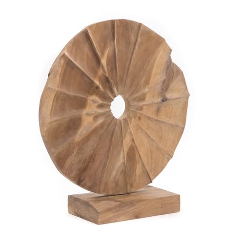 CREEDWOOD Holz SKULPTUR Circular II | Teakholz, 46 cm | Runde Deko Skulptur, Wurzelholz Figur, Teakskulptur, Natur Holzskulptur, Wurzelholz Skulptur, Holz Statue