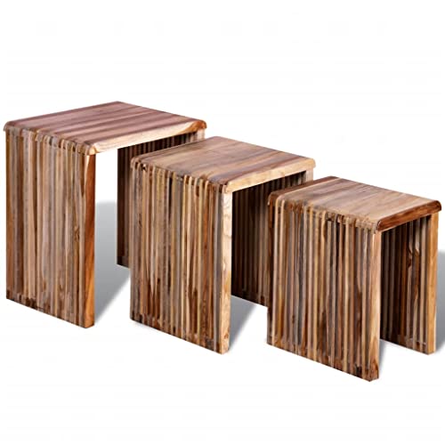 ZQQLVOO Satztisch-Set 3-TLG. Recyceltes Teakholz, Console Table, Konsolentische, Konsolentisch, Schmaler Flurtisch, Eingangtisch, Sideboard Beistelltisch für Eingang und Flur