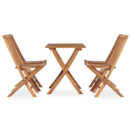 QJBSAVVA Lounge Tisch Outdoor Balkonmöbel Kleiner Balkon Terrassenmöbel Set Gartenstuhl - 5-TLG. Garten-Essgruppe Klappbar Massivholz Teak für Außen Terrasse Garten Balkon