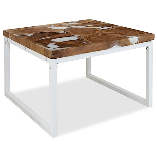 BUKSCYJS Couchtisch kleine Zimmer, Sofatisch, WohnzimmertischCouchtisch Teak Harz 60 x 60 x 40 cmFür Wohnzimmer, Schlafzimmer, Büro, Eingang, Korridor