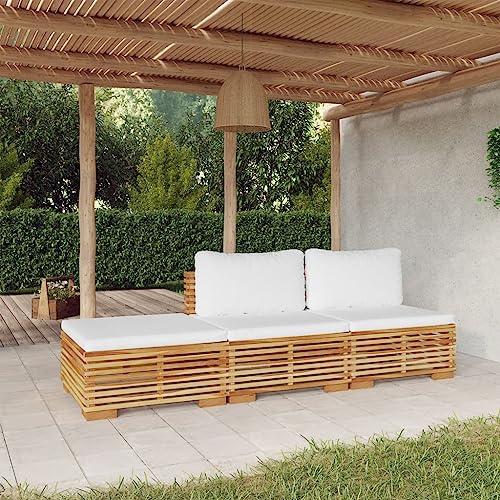 KATERYY 3-TLG. Garten-Lounge-Set mit Kissen Massivholz Teak,Gemütliches GartenLoungeSet aus langlebigem Teakholz für entspannende Momente im Grünen