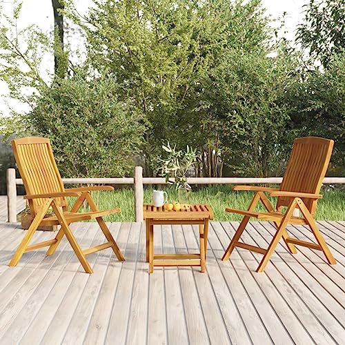 WEMYUFURN 3-TLG. Garten-Lounge-Set Massivholz Teak, Outdoor-Sitzgruppe, Terrassen-Lounge-Set, Garten-Couchgarnitur - Wetterbeständig, Komfortabel - für Terrasse, Garten und Balkon