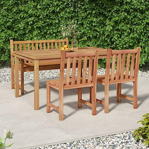 KATERYY 4-TLG. Garten-Essgruppe Massivholz Teak,Teakholz GartenEssgruppe: Elegantes & witterungsbeständiges Set für drinnen & draußen