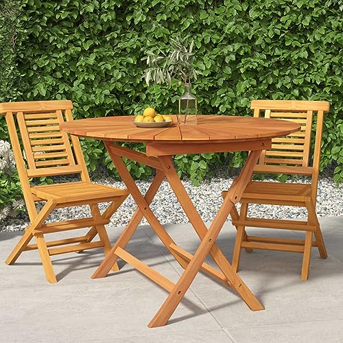 Iiaky Gartentisch Klappbar Lounge Tisch Outdoor Dining Tables Esstische Gartentische Ø 85x75 cm Massivholz Teak