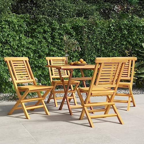 UTSRABFA Gartenstühle Terrassenstuhl Lobby-Stuhl Freizeitstühle Gartenstühle 4 STK. Klappbar 47x63x90 cm Massivholz Teak Geeignet für Außenbereich, Garten, Gästezimmer, Rasen