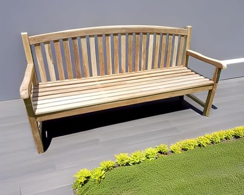 Ambientehome 4-Sitzer Teakholz Bank TULUP ca. 180 cm, Gartenbank, Teakbank, Braun